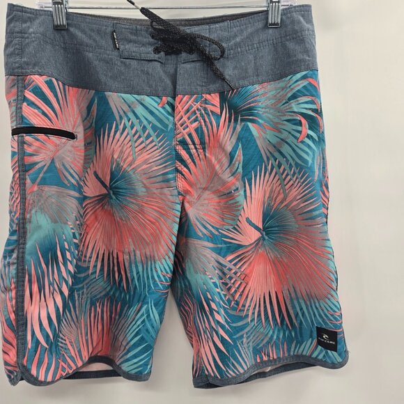 Rip Curl Mirage Sunrise Teal Blue Boardshorts Zip Pocket Drawstring Waist 31 - Picture 1 of 8